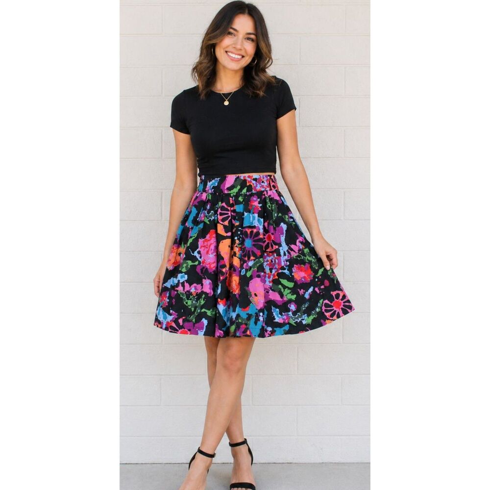 Thakoon Target Small 4 5 6 Colorful Floral Pop Art Pockets Short Full Skirt